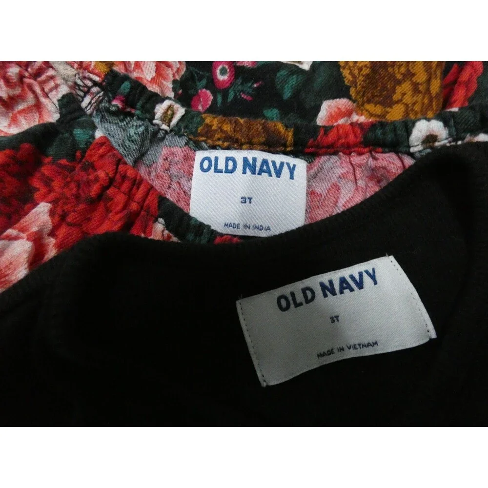 Old Navy Set of 2 Girls 3T Fall Dresses Black Tulle & Floral Long Sleeve Lot